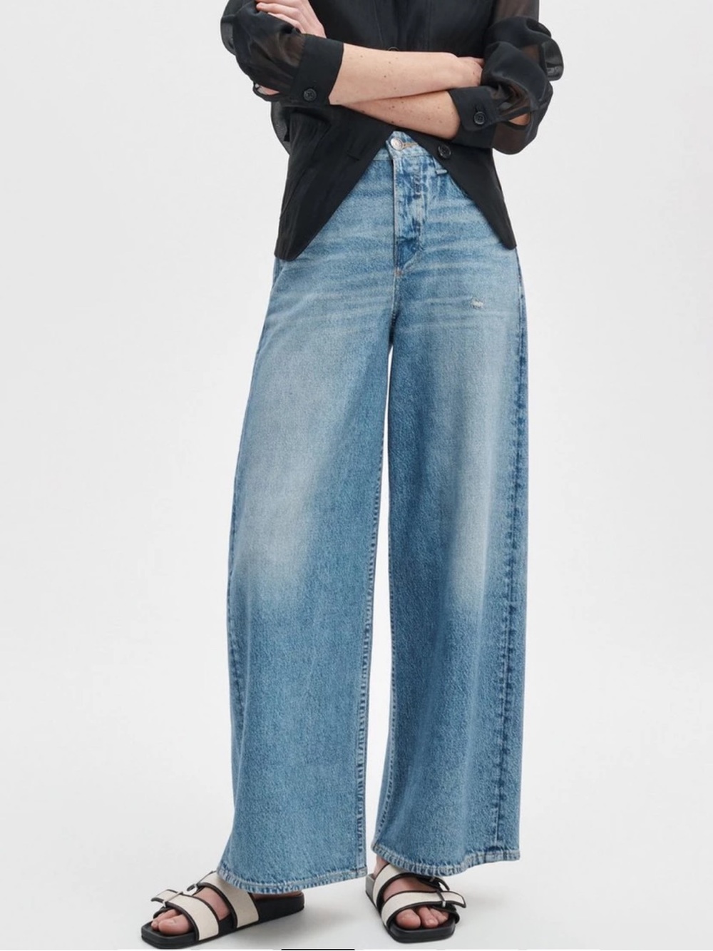 rag & bone Washed Light Blue Wide Leg Jeans